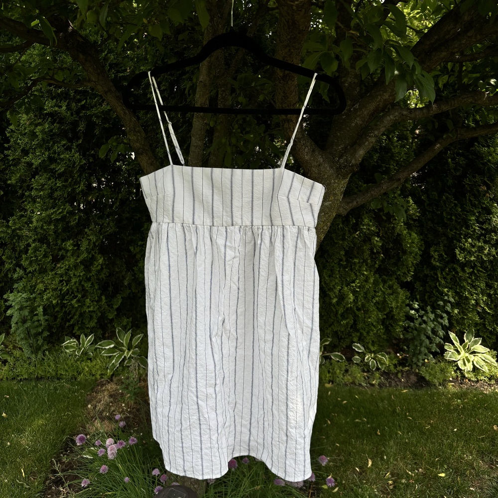 White Cotton Sundress with Pinstripes